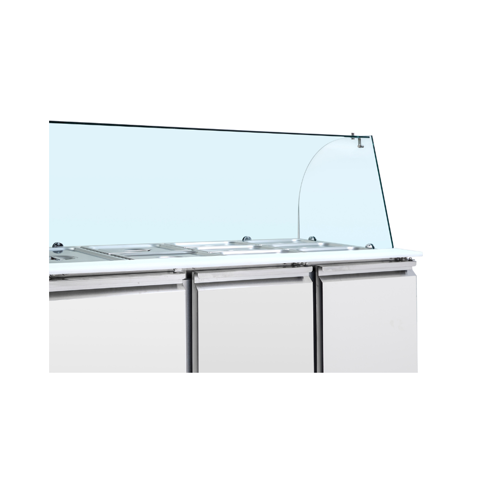 Gekoelde saladeette 3 deuren voor gn 1/1 container met gebogen glas