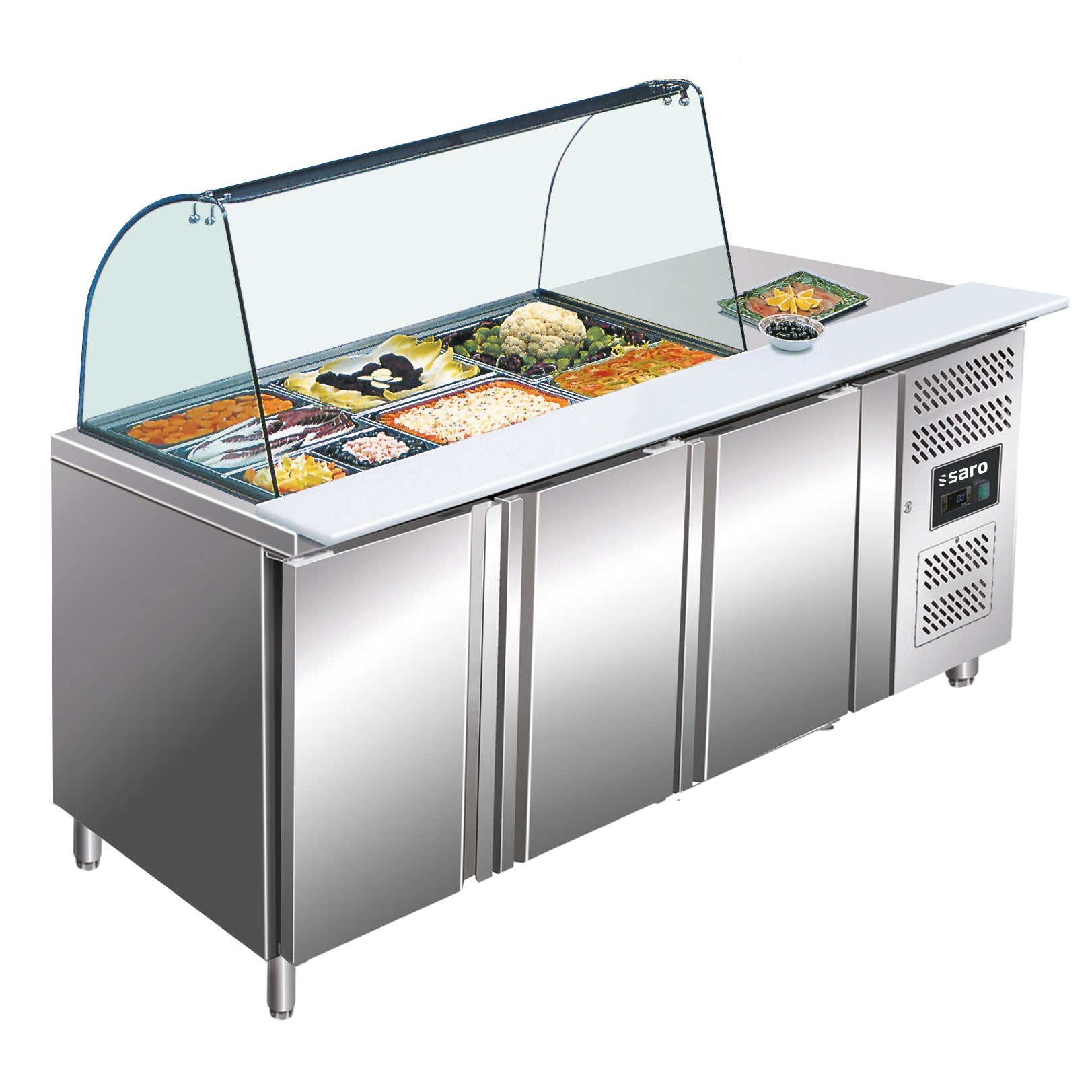 Saladette SARO, 3 portes, avec vitrine, GN 3100 TNS - 323-10715