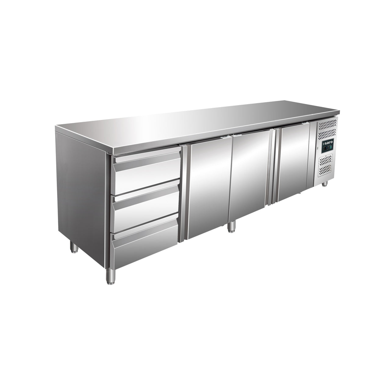 SARO Gekoelde werkbank met 3 deuren en 1x set van 3 lades, KYLJA 4130 TN - 323-10722