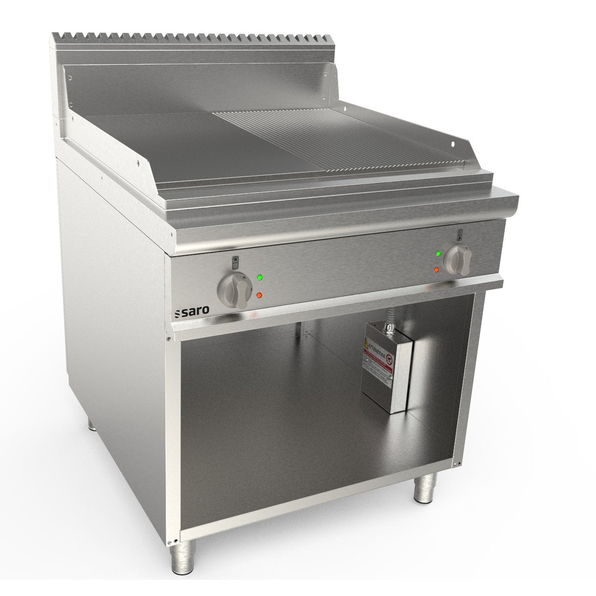 Plaque de cuisson électrique SARO de 800 mm de large, sur pied 1/2+1/2 LQ / FTG4BAM - 423-8745