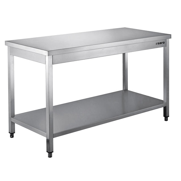 SARO Roestvrijstalen tafel, gedemonteerd, met legbord - 600 mm diepte, 1200 mm - 456-6005