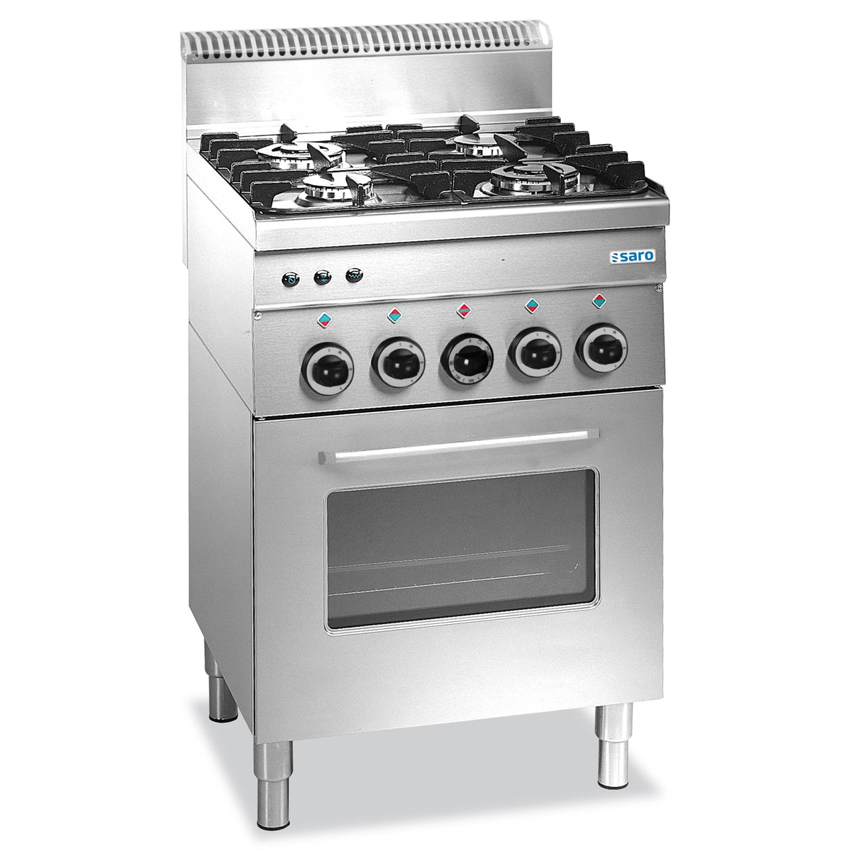 SARO gaskookplaat met gasoven, 4 branders, 600 Line G4SF6 - 504-1000