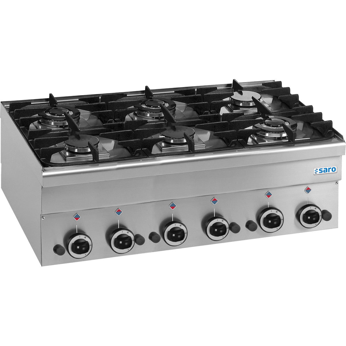 Cuisinière à gaz SARO, 6 brûleurs, gamme 600 Line, de table G6S6 - 504-1025