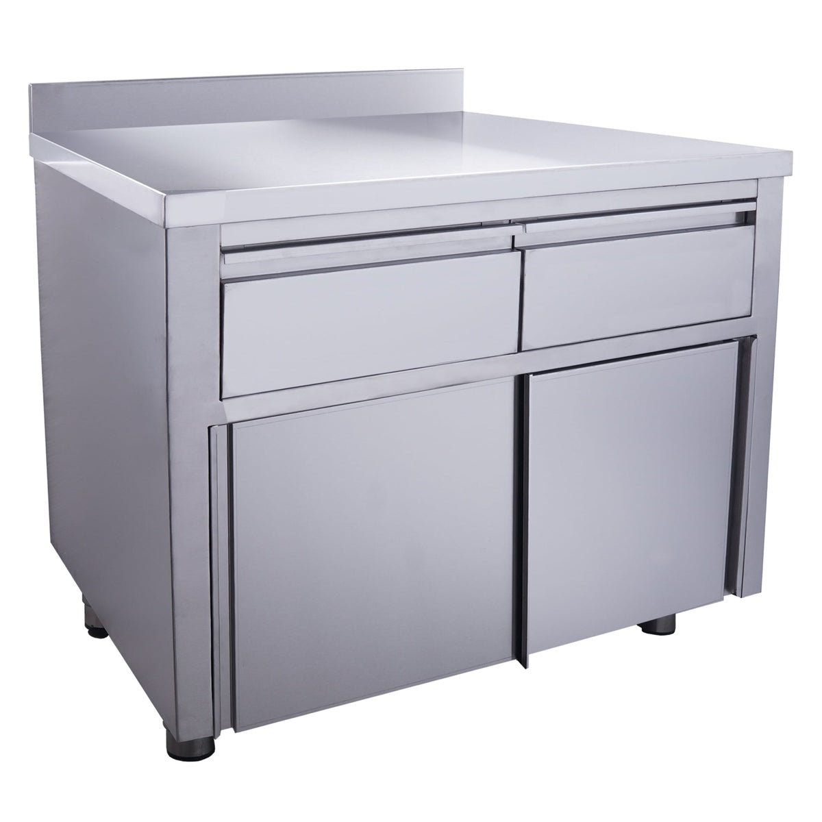 Armoire à portes coulissantes SARO avec 2 tiroirs et rebord, 1 000 x 700 mm - 700-2300