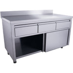 Armoire à portes coulissantes SARO avec 3 tiroirs et rebord, 1 600 x 700 mm - 700-2315