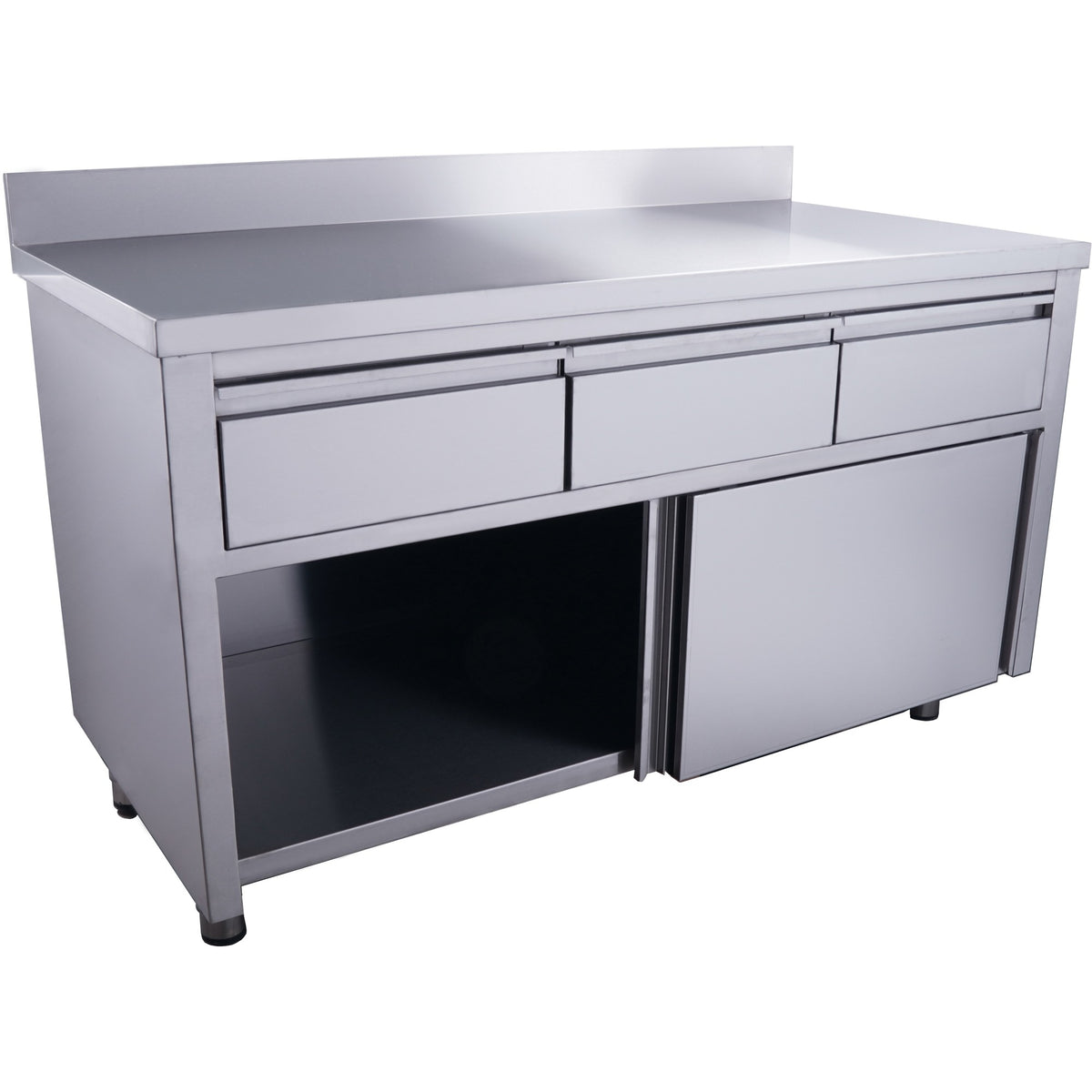 Armoire à portes coulissantes SARO avec 3 tiroirs et rebord, 1 600 x 700 mm - 700-2315