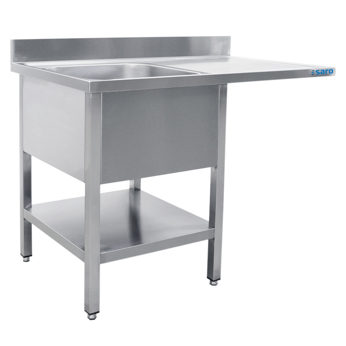 SARO Spoeltafel met 2 wasbakken, links - 700 mm diepte, 1200 mm - 700-2600L