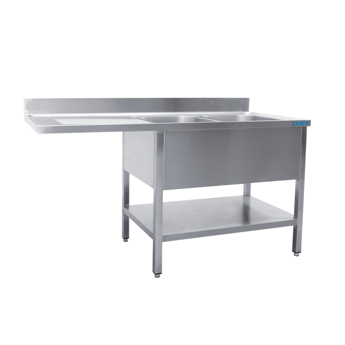 SARO Spoeltafel met 2 wasbakken, rechts - 700 mm diepte, 2000 mm - 700-2620R