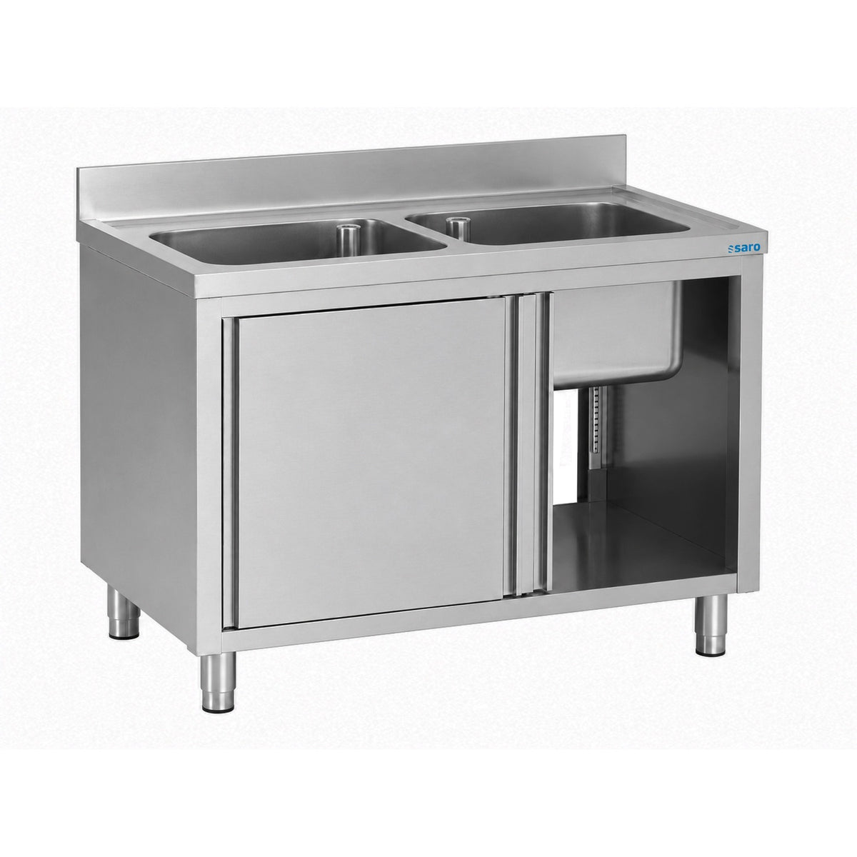 Armoire de lavage SARO à portes coulissantes 1 400 mm, 2 cuves au centre - 700-2730