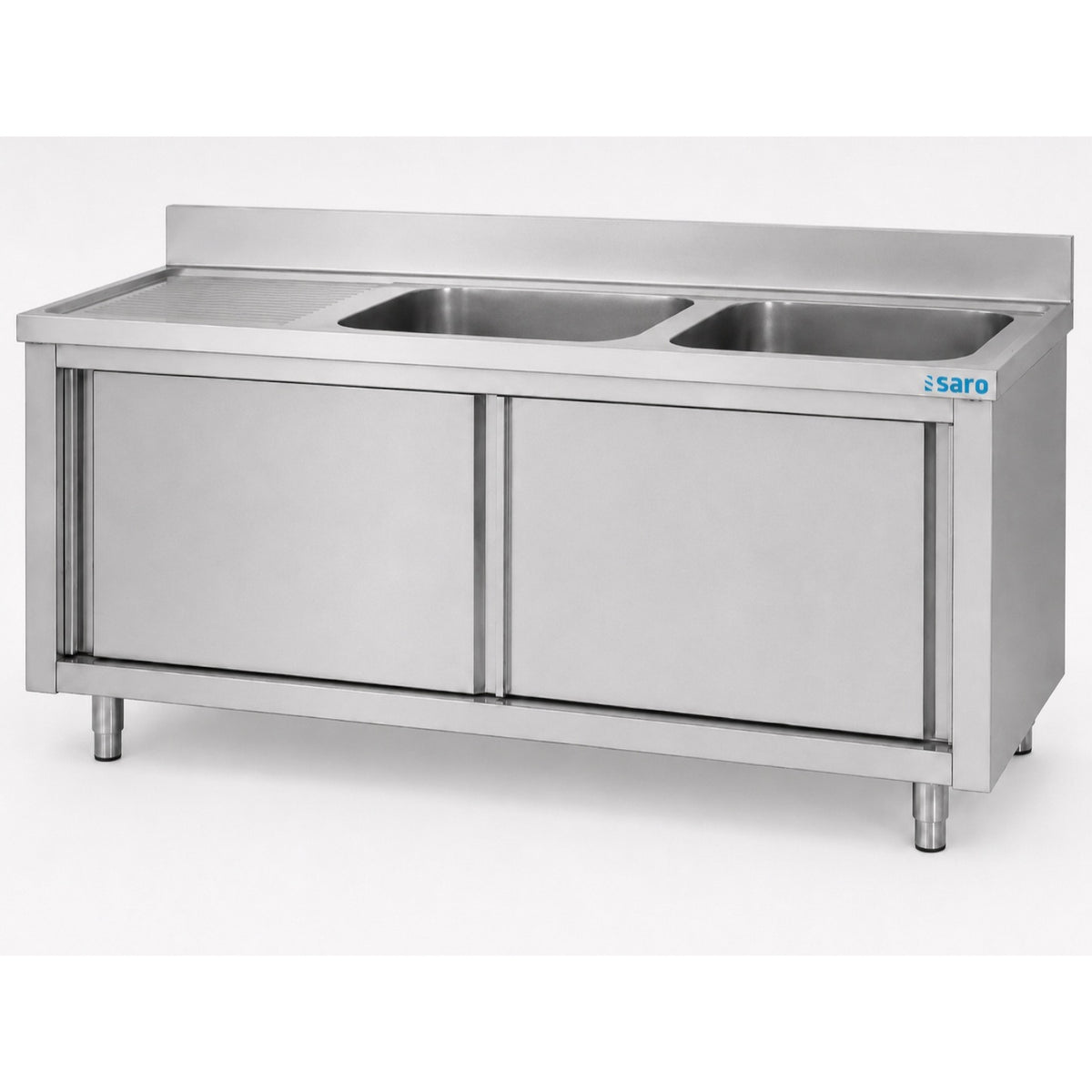 Armoire de lavage SARO à portes coulissantes 1 600 mm, 2 cuves à droite - 700-2740
