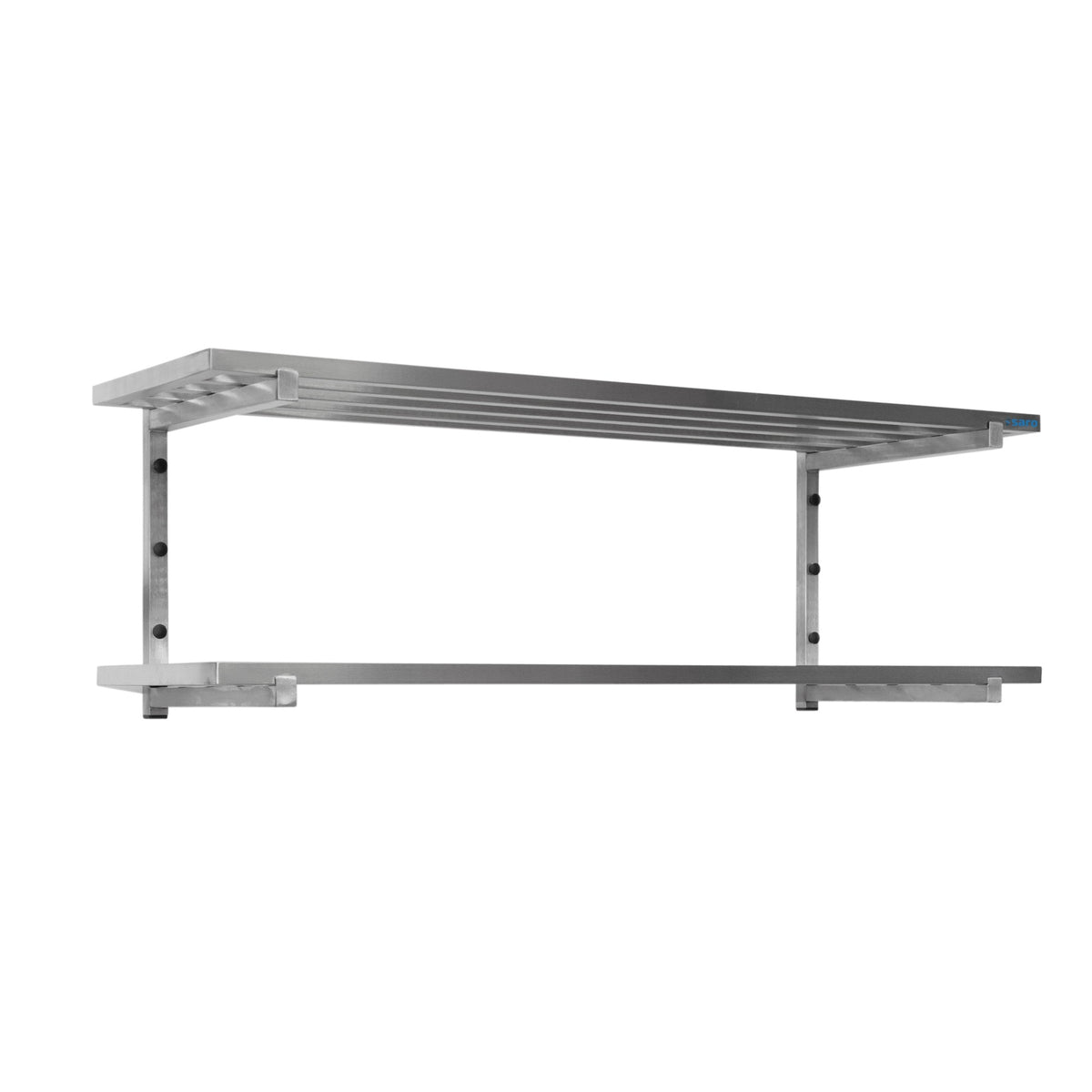 Étagère murale SARO avec montants, 2 tablettes de 1 600 mm - 700-4640