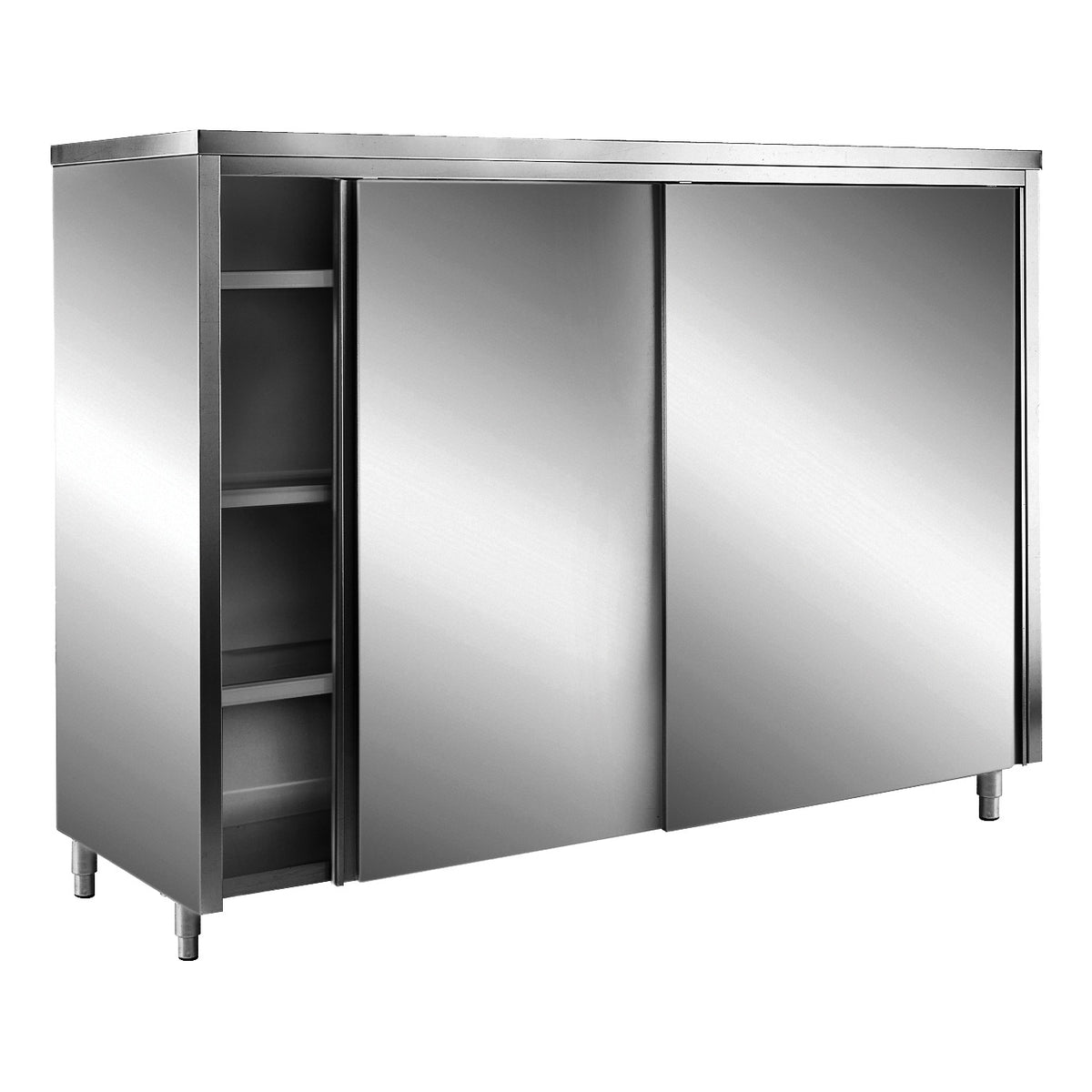SARO RVS opbergkasten met schuifdeuren AISI 430, plat dak, 1400x700 - 700-8110