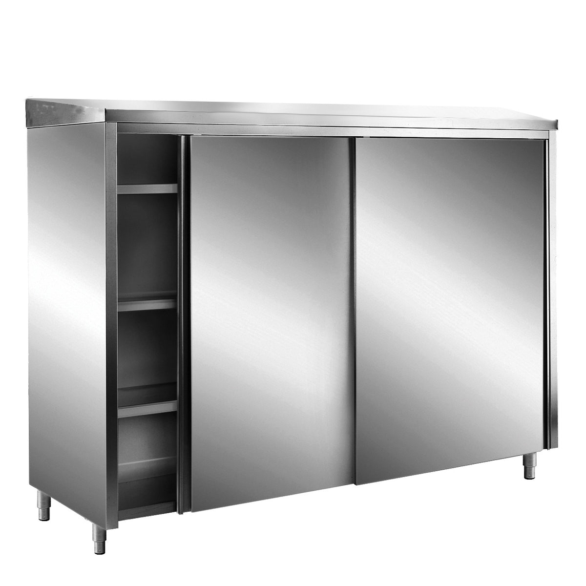 Armoire de rangement SARO en acier inoxydable AISI 430 à portes coulissantes, toit incliné, 1 800 x 600 mm - 700-8150