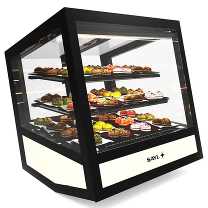 Vitrine Réfrigérée QBO Noire 620×670×670(h)mm | 1/2/3 Niveaux | Froid Ventilé + Éclairage RGB | SAYL