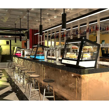 Vitrine Réfrigérée QBO Noire 620×670×670(h)mm | 1/2/3 Niveaux | Froid Ventilé + Éclairage RGB | SAYL