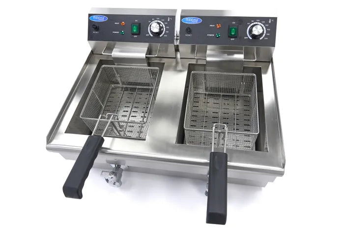 Friteuse électrique professionnelle Maxima – 2 x 13 L avec robinets de vidange