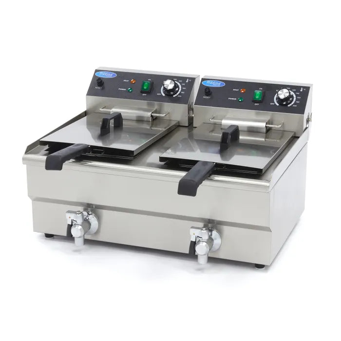 Friteuse électrique professionnelle Maxima – 2 x 13 L avec robinets de vidange