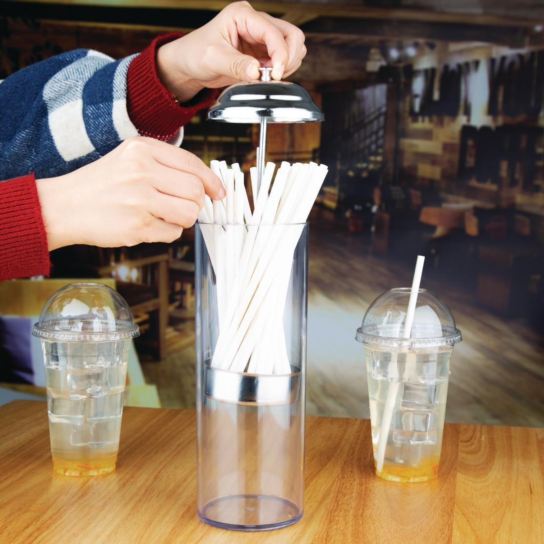 Distributeur de pailles en plastique Olympia — T267