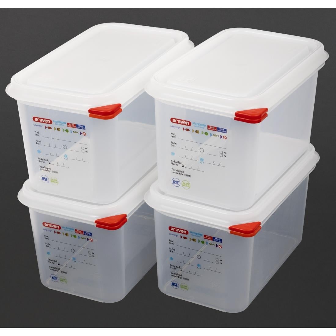 Boîte alimentaire GN 1/4 Araven 4,3L (lot de 4) — T985