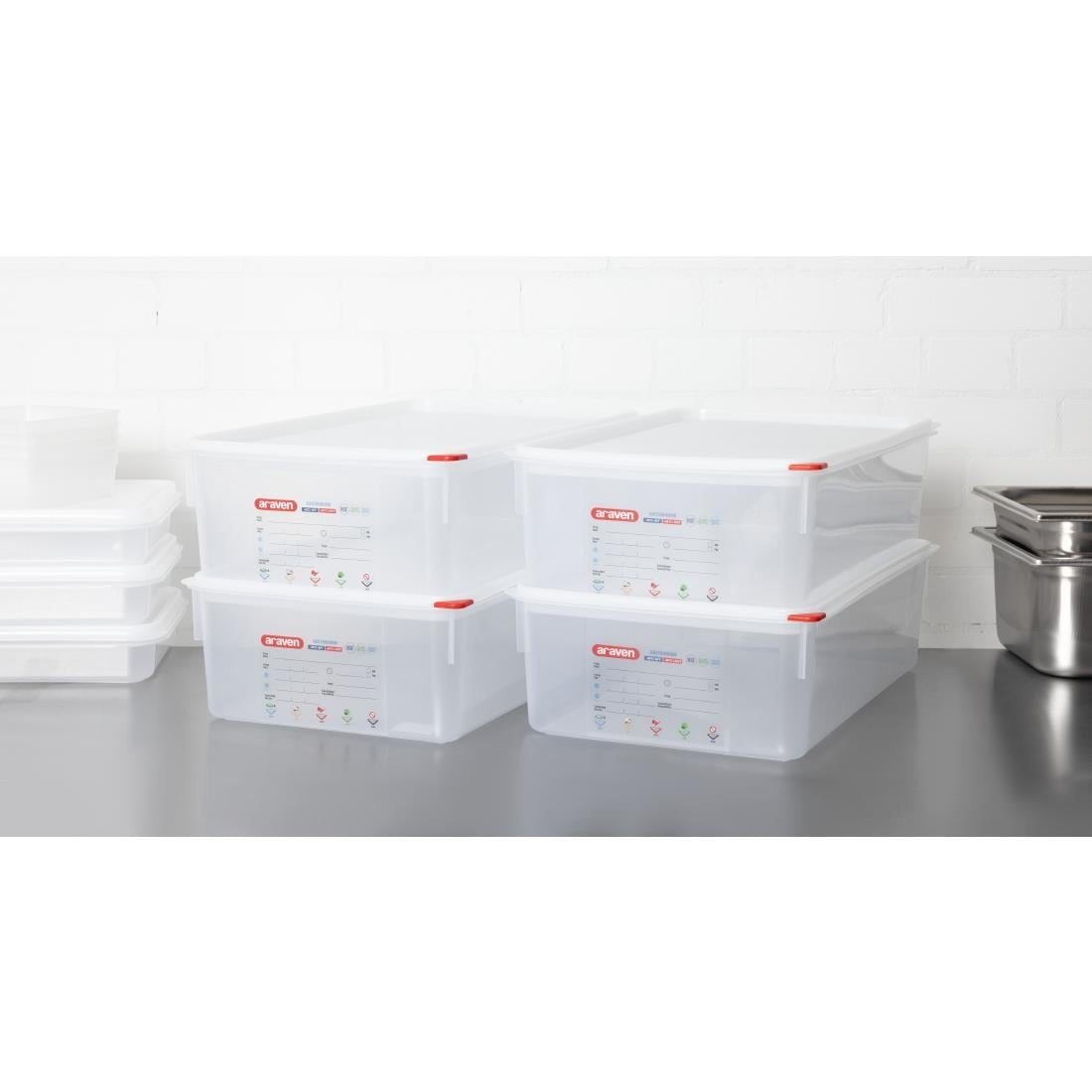 Boîtes alimentaires GN 1/1 Araven 21L (lot de 4) — T991