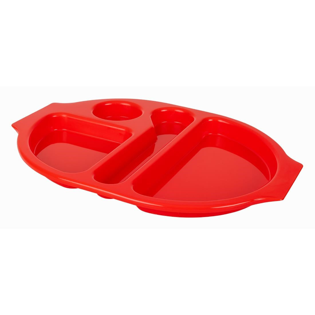 Grands plateaux repas à compartiments en polypropylène Olympia Kristallon rouges 375mm (lot de 10) — U037