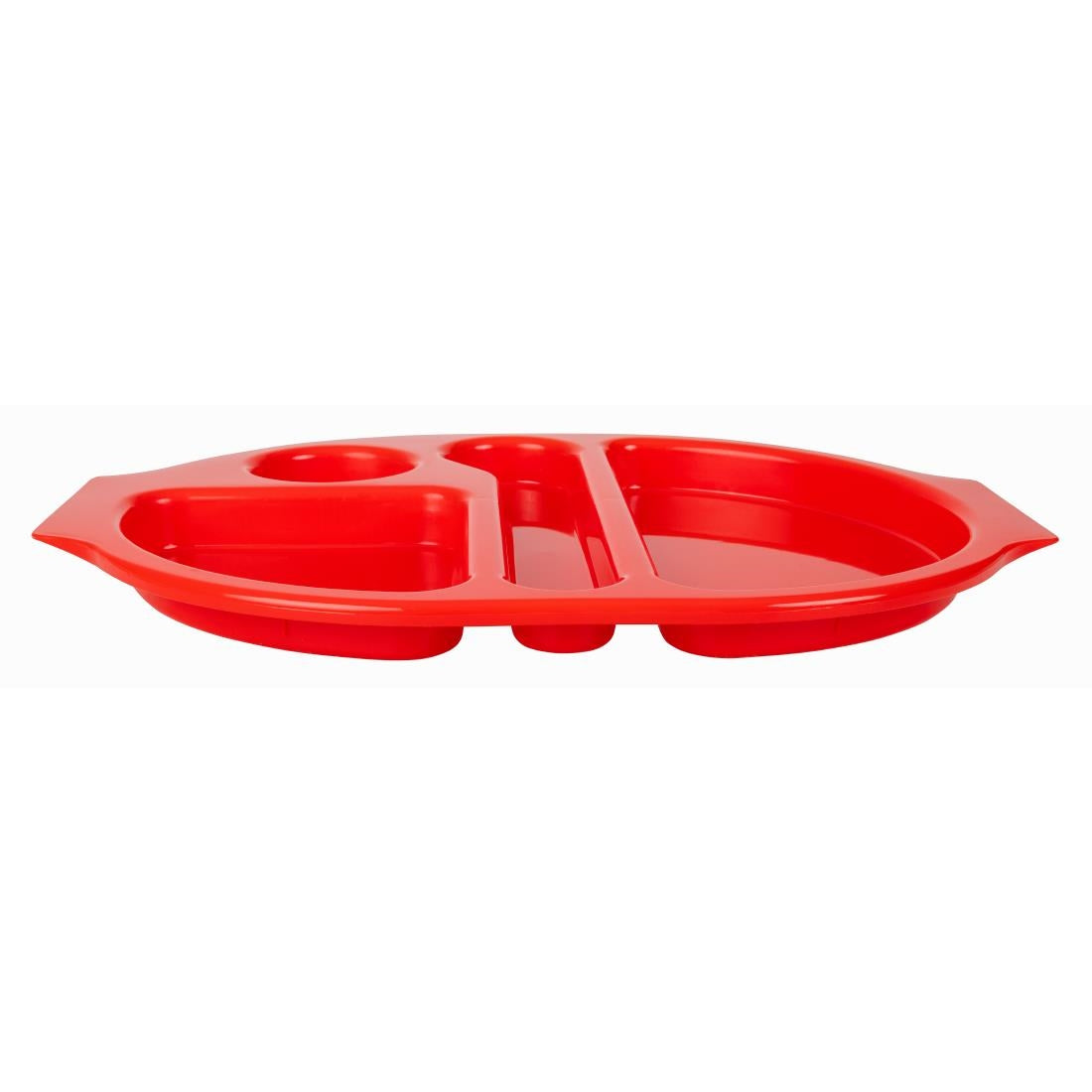Grands plateaux repas à compartiments en polypropylène Olympia Kristallon rouges 375mm (lot de 10) — U037