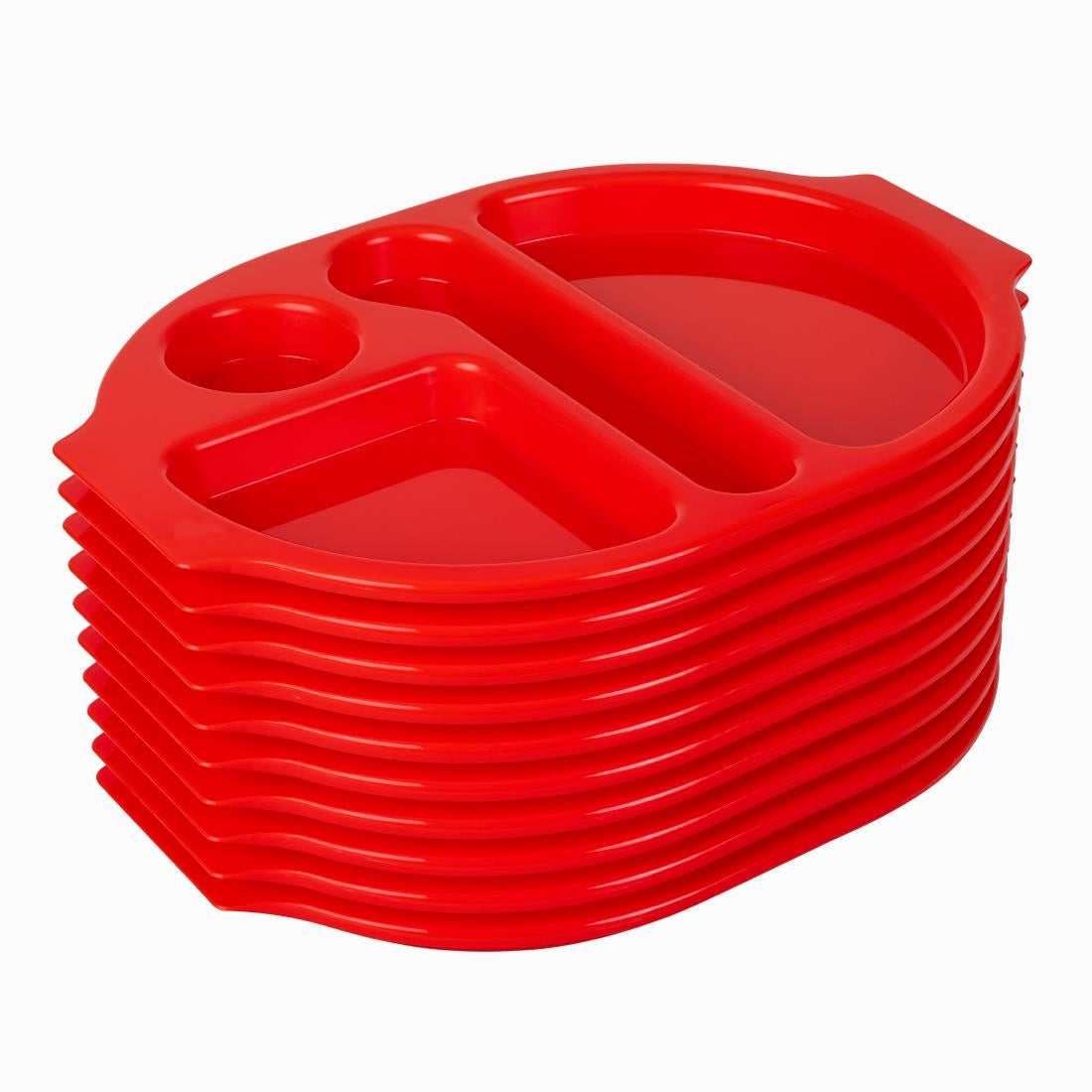 Grands plateaux repas à compartiments en polypropylène Olympia Kristallon rouges 375mm (lot de 10) — U037