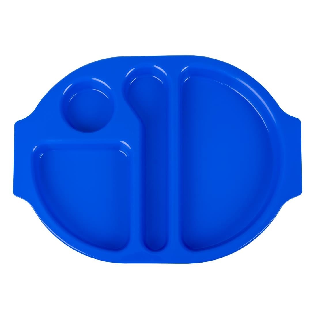 Grands plateaux repas à compartiments en polypropylène Olympia Kristallon bleus 375mm (lot de 10) — U038