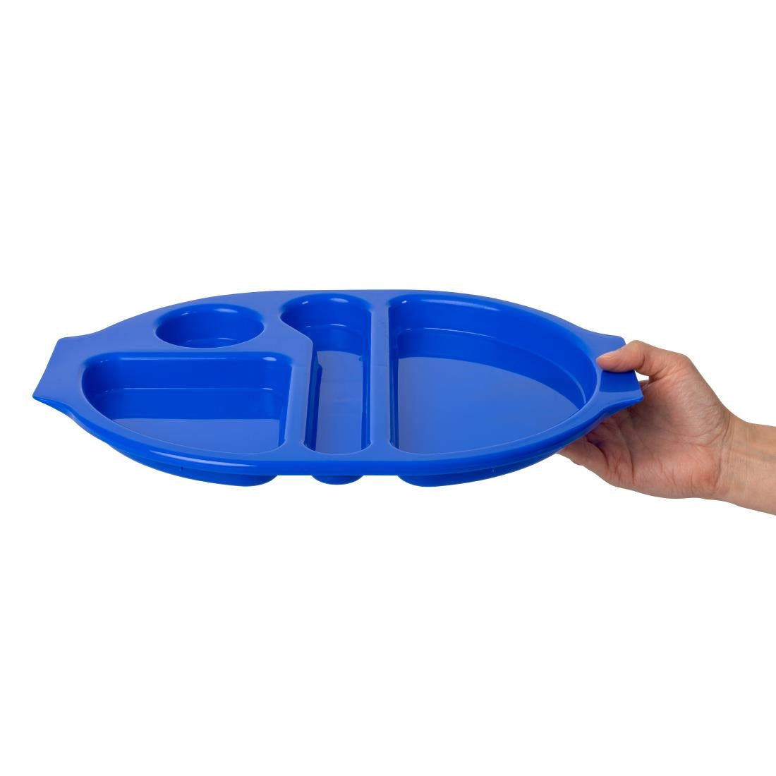 Grands plateaux repas à compartiments en polypropylène Olympia Kristallon bleus 375mm (lot de 10) — U038