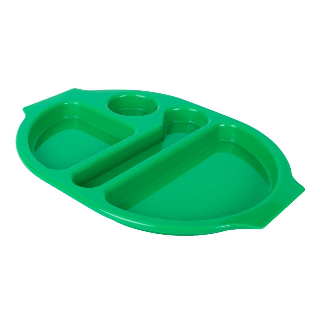Grands plateaux repas à compartiments en polypropylène Olympia Kristallon verts 375mm (lot de 10) — U040