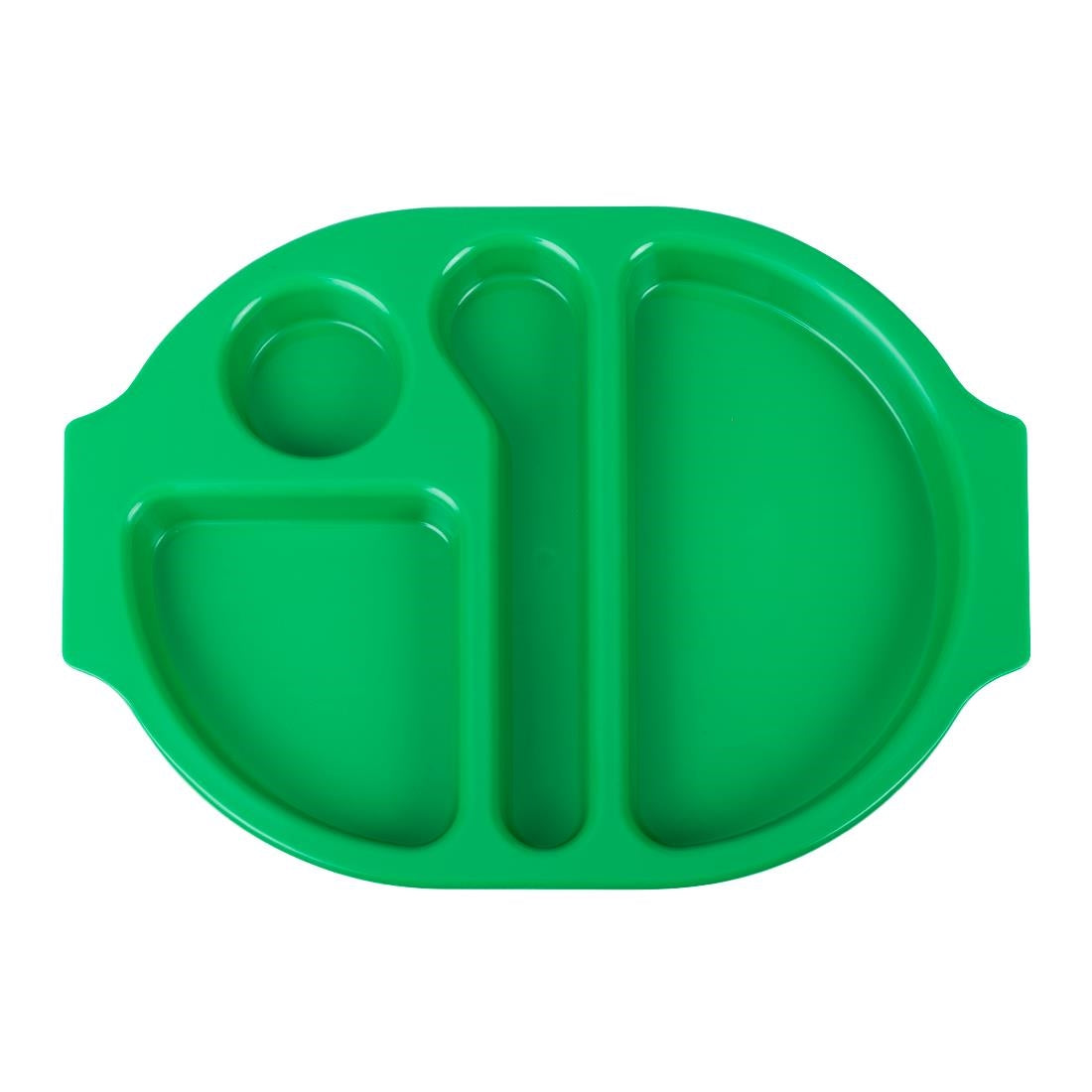 Grands plateaux repas à compartiments en polypropylène Olympia Kristallon verts 375mm (lot de 10) — U040