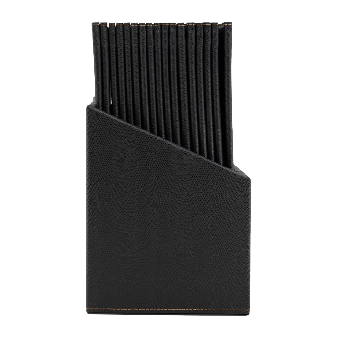 Porte-menus contemporains A4 noirs avec boîte de rangement (lot de 20) — U266
