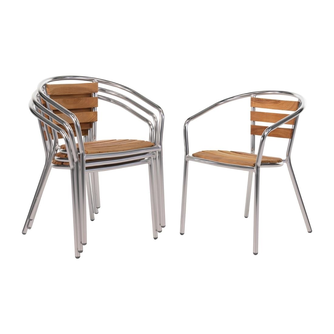 Fauteuils en frêne et aluminium Bolero 730mm (lot de 4) — U421