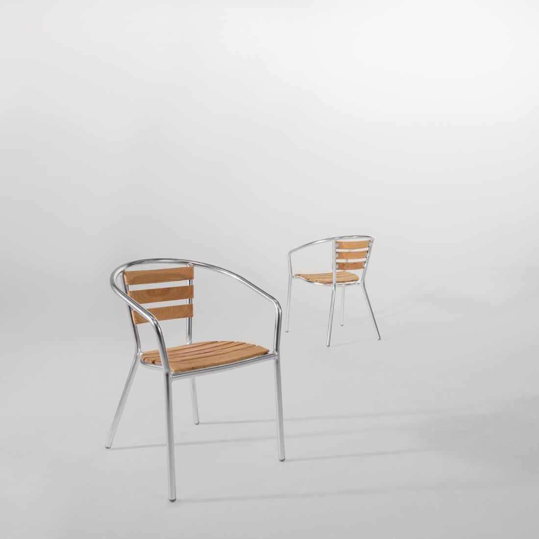 Fauteuils en frêne et aluminium Bolero 730mm (lot de 4) — U421