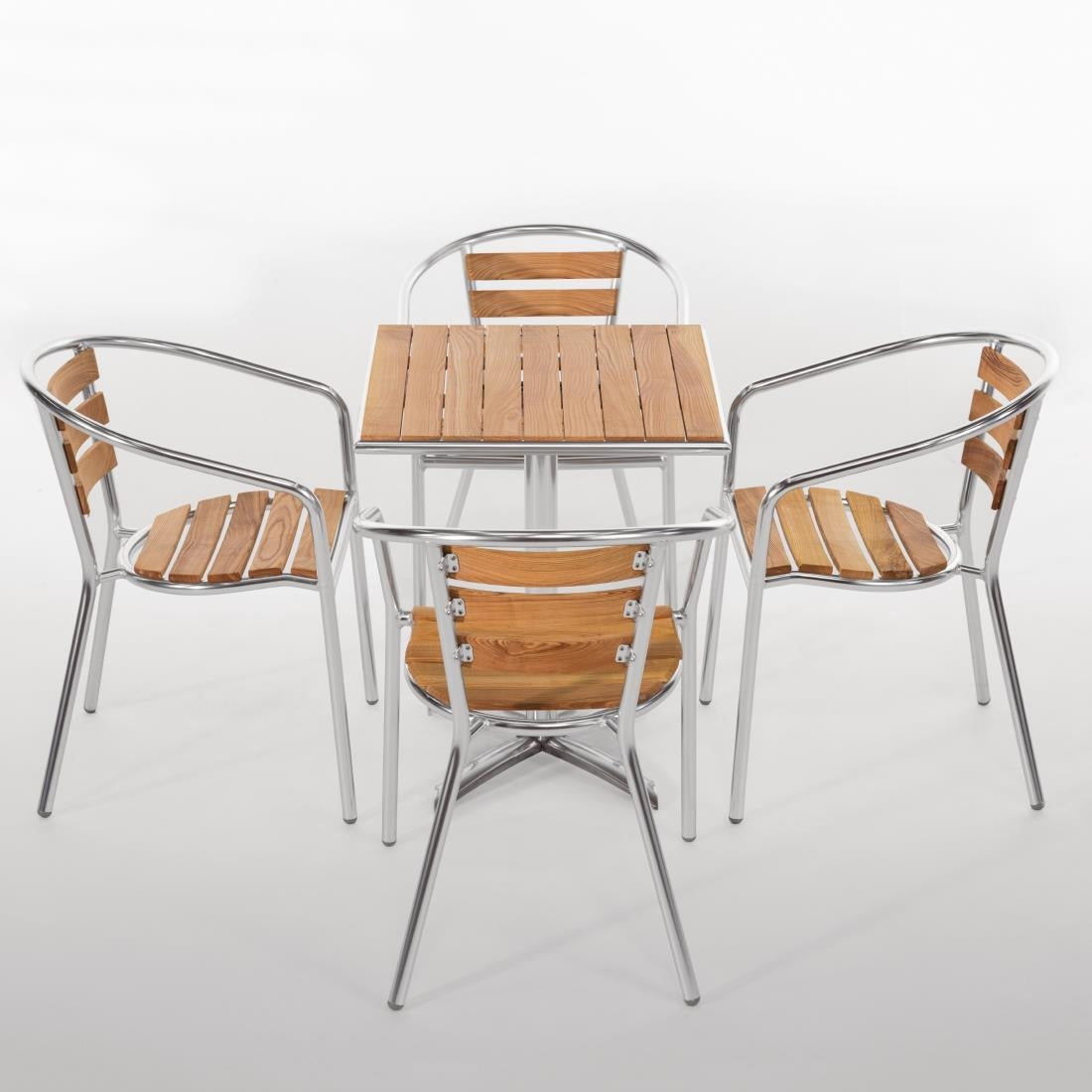 Fauteuils en frêne et aluminium Bolero 730mm (lot de 4) — U421