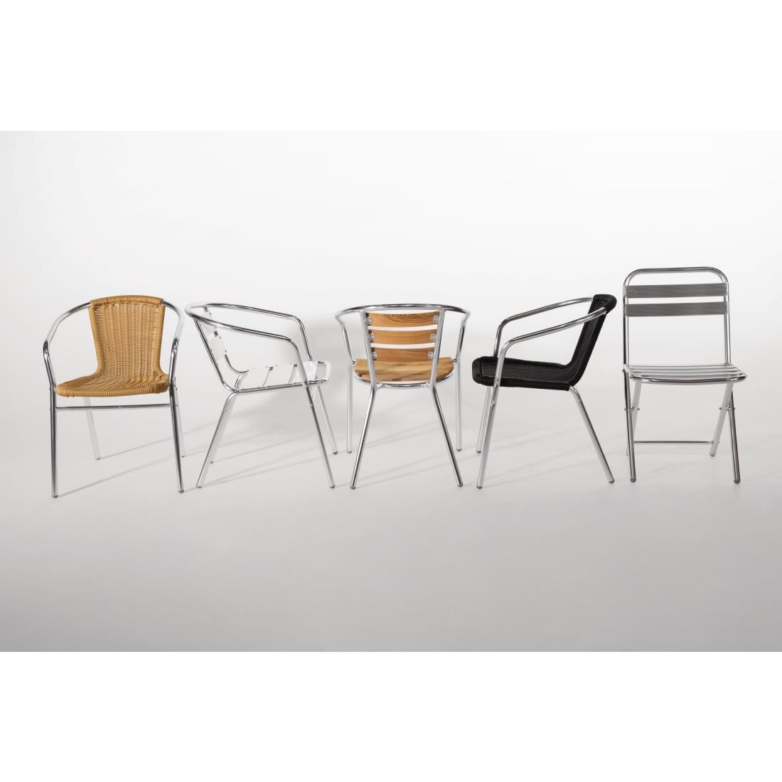 Fauteuils en frêne et aluminium Bolero 730mm (lot de 4) — U421