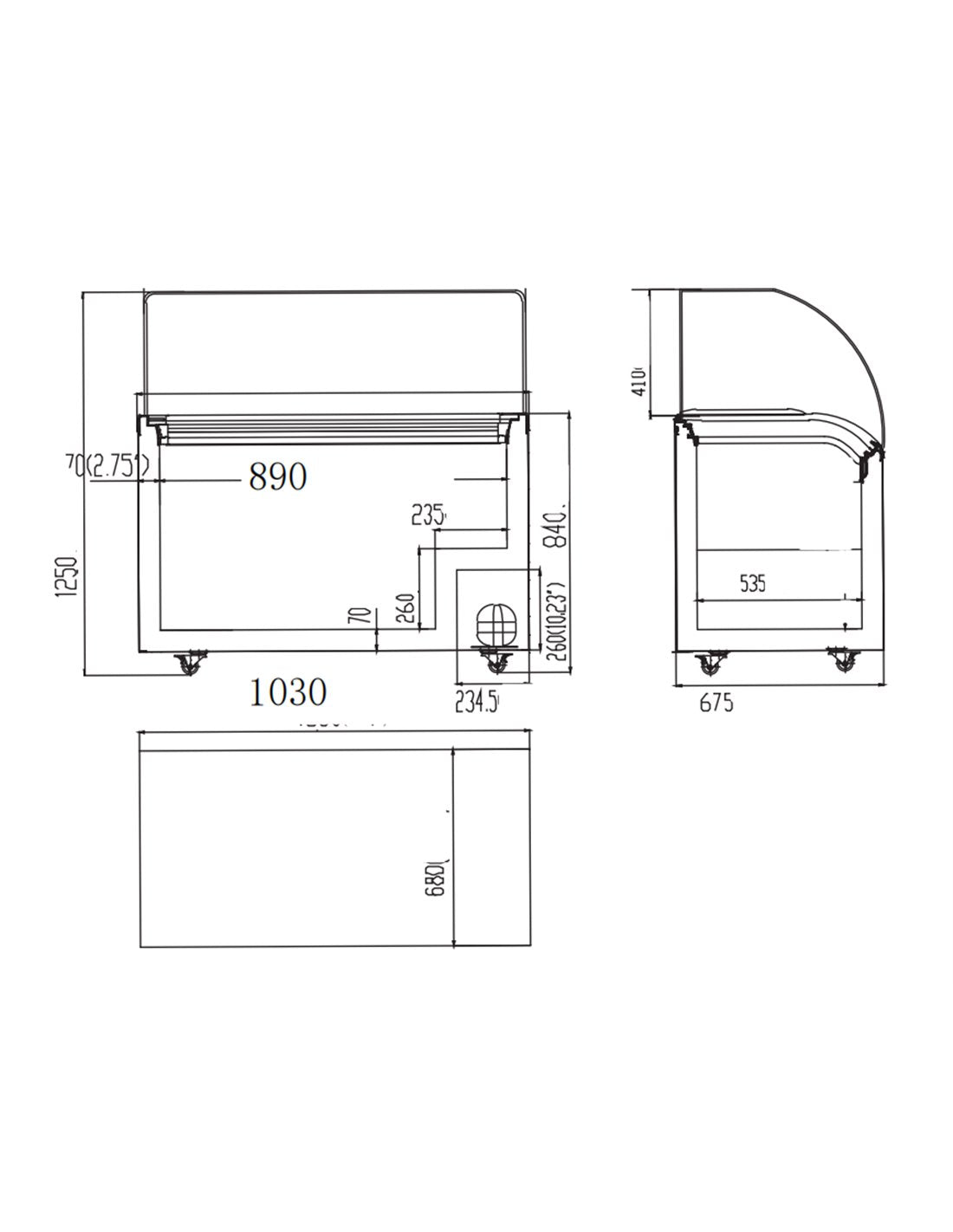 Vitrine à Glace Sur Roulettes 6 Bacs – Congélateur Présentoir CHR Professionnel -18°C 1030mm