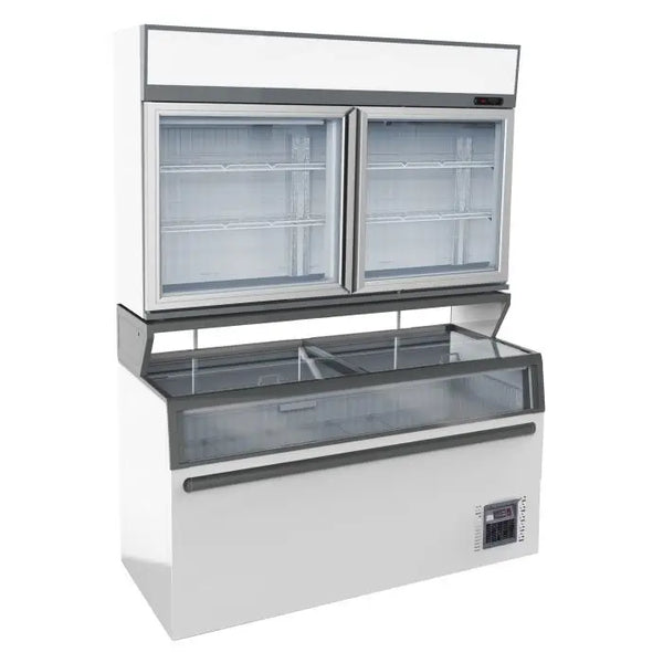 1 m - Geventileerde toonbank, hoog glas, met reserve - ZWART