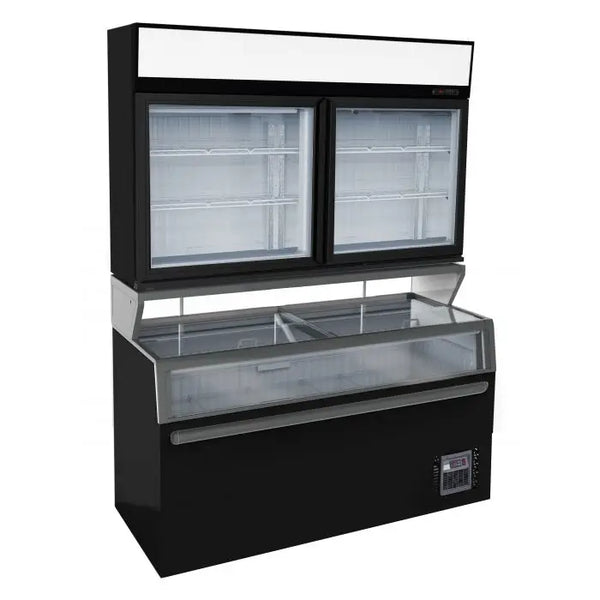 ZWARTE VRIEZER/KOELMACHINE WANDvitrine MET 2 GLAZEN DEUREN 