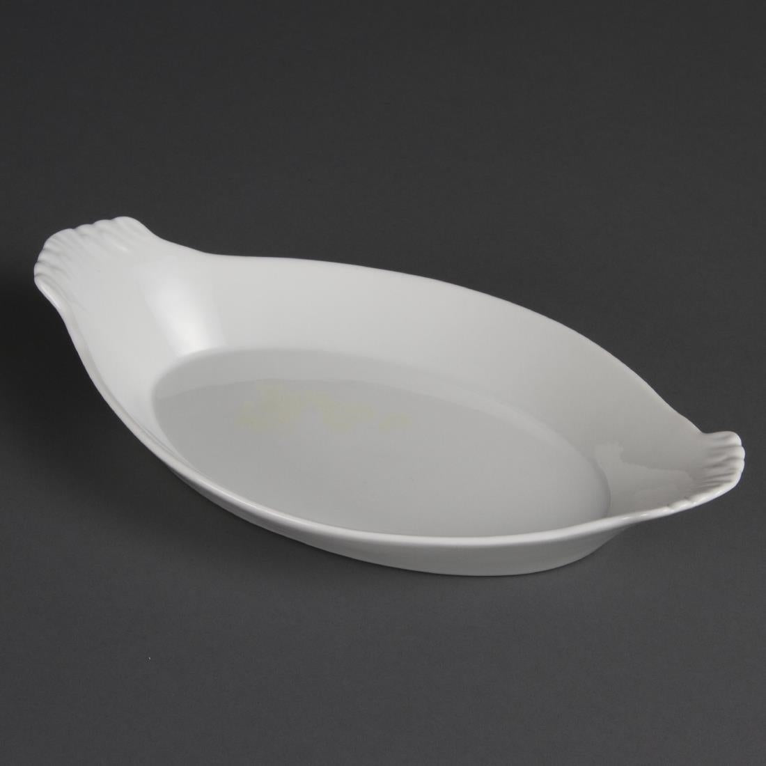 Plats ovales à oreilles blancs Olympia Whiteware 320x177mm (lot de 6) — W423