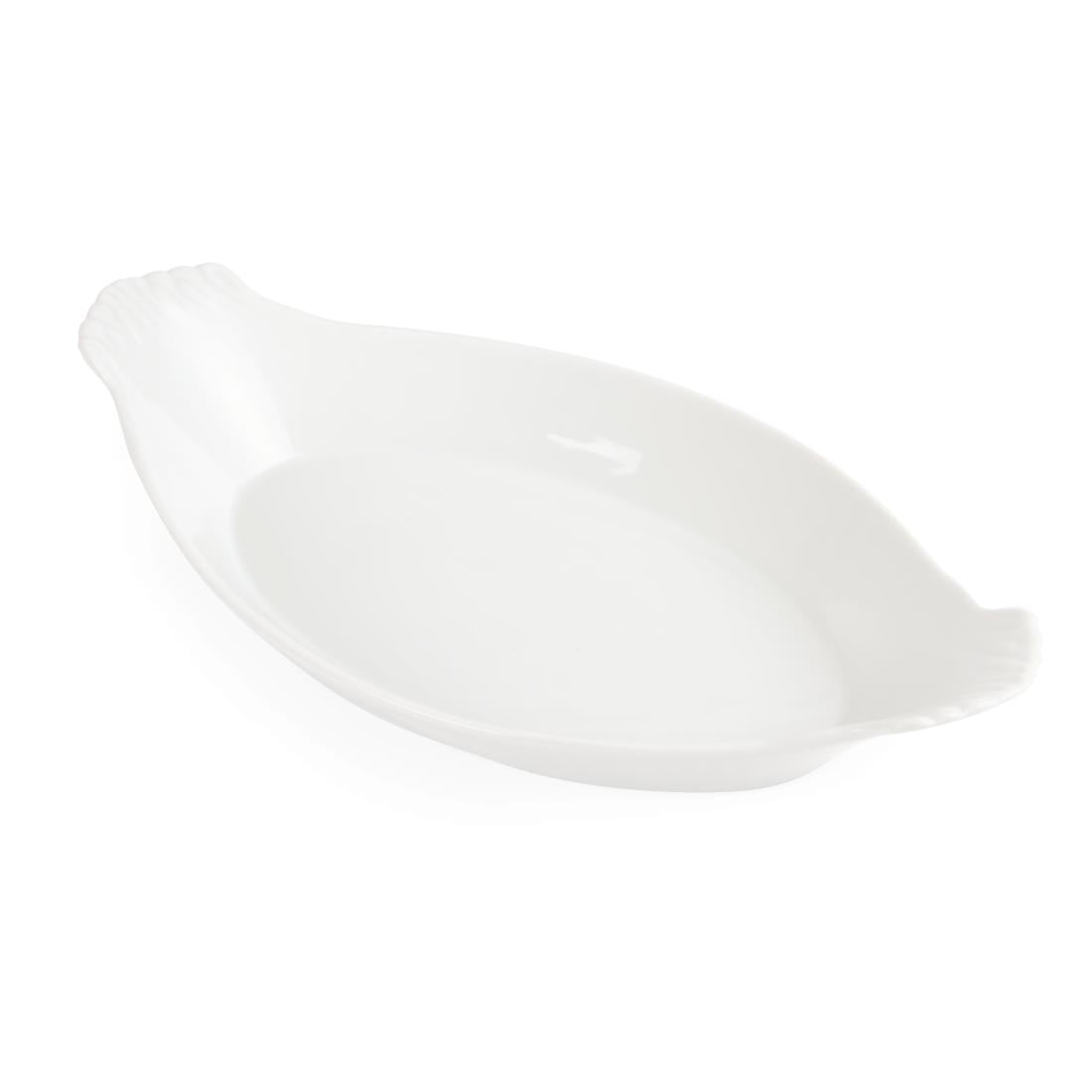 Plats ovales à oreilles blancs Olympia Whiteware 320x177mm (lot de 6) — W423