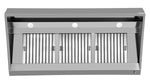 Hotte professionnelle murale Unninox Série 950 de 1800 × 950 mm en inox avec 3 filtres labyrinthes et éclairage LED