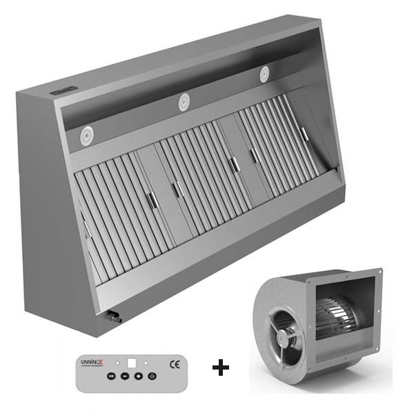 Hotte professionnelle murale Unninox 1000 mm avec moteur intégré 1400 m³/h et filtres inox