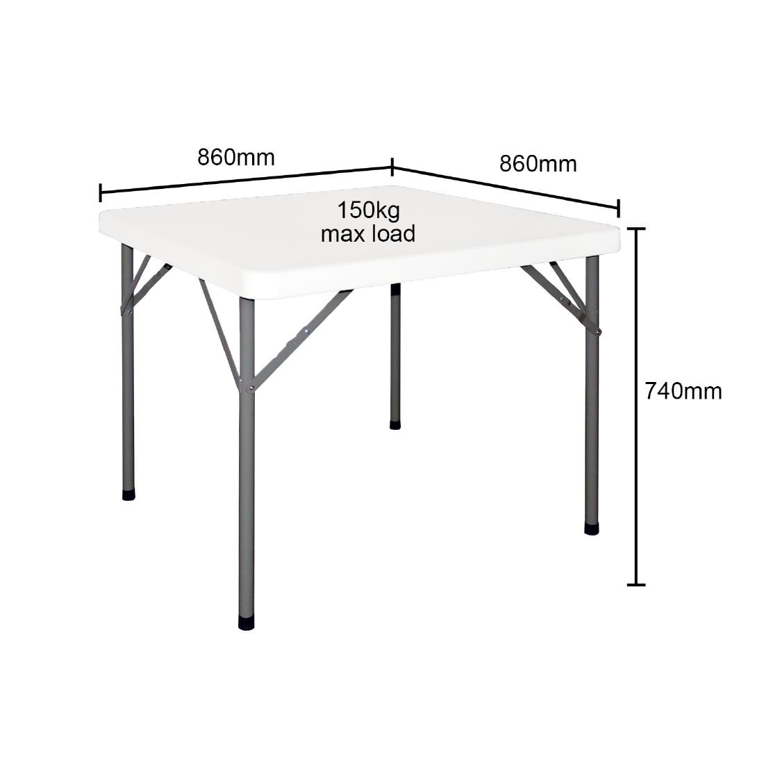 Table carrée pliante en PE Bolero blanche 86cm — Y807